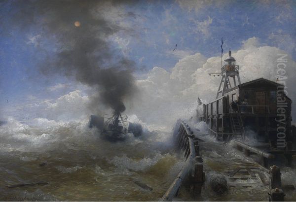 Towboat leaving the port of Ostend at heyday - view 1