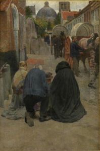 Bedevaarders in de heide by Frans Van Leemputten