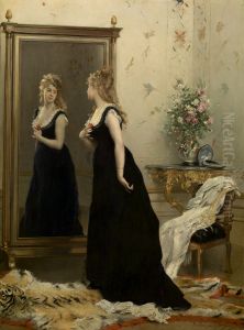 Voor de spiegel by Gustave Leonard de Jonghe