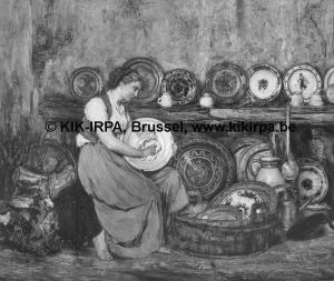 Woman Washing Dishes by Willem Linnig Junior