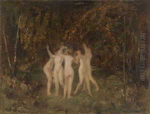 Nimfen in het bos by Hippolyte Boulenger