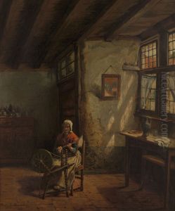 De spinster by Henri de Braekeleer