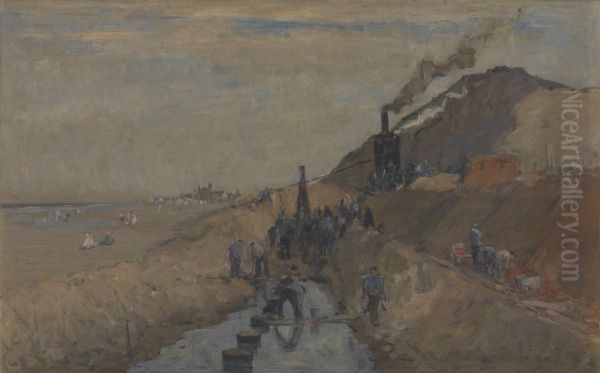 Dike Building on the Beach at Knokke - view 1