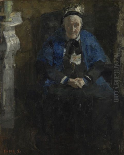 Woman with Blue Shawl - view 1