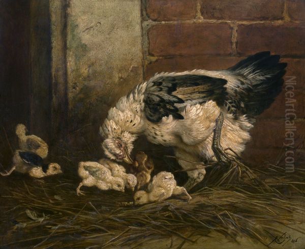 Hen met kuikens - view 1
