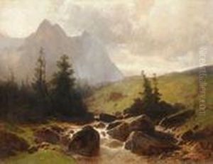 Das Wetterhorn Von Der Rosenlaui Aus by Gustave Castan