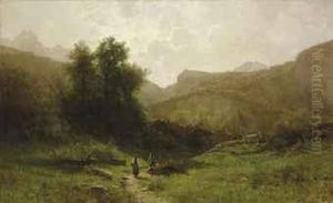 Holzfaller In Berglandschaft by Gustave Castan