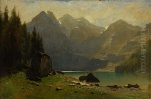Bergsee Vor Hochgebirge by Gustave Castan