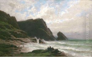 Deux Pecheurs Au Bord Du Mer by Gustave Castan