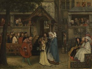 De gilde van de boogschutters ontvangt Margareta van Oostenrijk