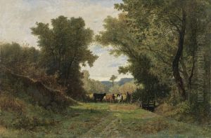 Paysage Avec Berger Et Vaches by Gustave Castan