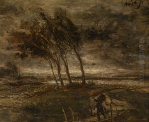 Stormlandschap by Willem Linnig Junior