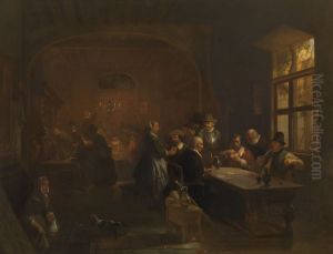 Kroeginterieur by Willem Linnig the Elder