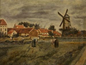 De aardappeloogst by Henri de Braekeleer