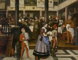 Frans Floris gaat naar een feest van de Sint-Lucasgilde Frans Floris gaat naar een feest van de Sint-Lucasgilde