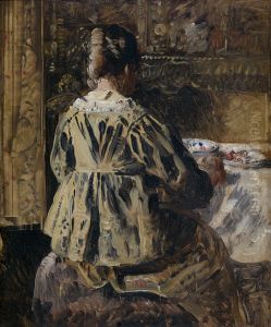 De maaltijd of Vrouw op de rug gezien by Henri de Braekeleer