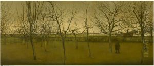 Boomgaard in de winter by Valerius De Saedeleer