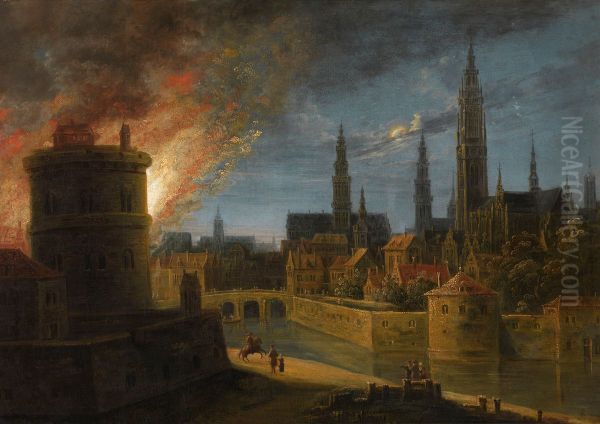 Fire in Antwerp - view 1