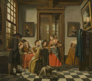 a party playing cards by Jan Josef Horemans the Younger