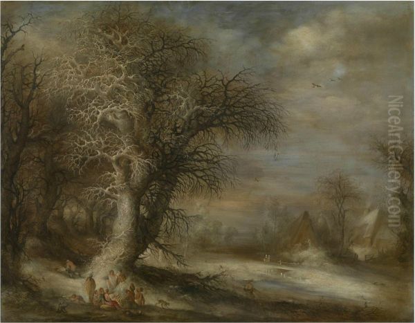 Winter landscape with gypsies - view 1
