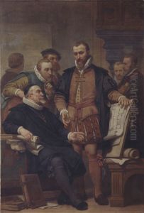 Cornelis Floris II Shows the Plan of the Town Hall by Nicaise de Keyser