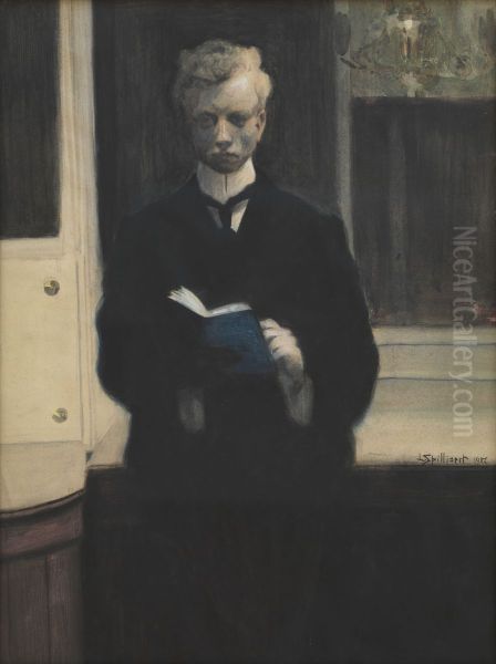 Zelfportret met blauw schetsboek - view 1