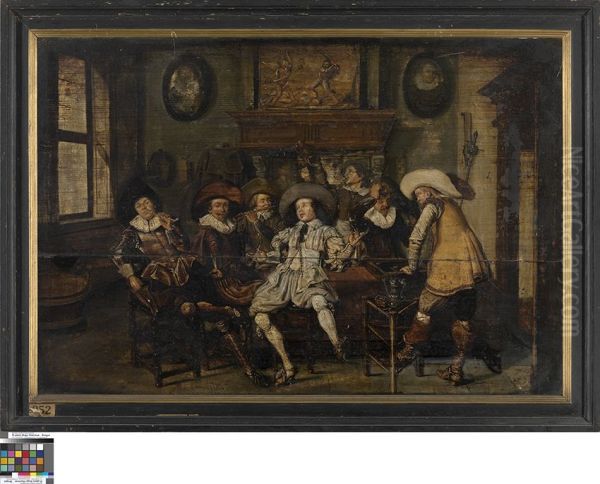 Musicerend en drinkend gezelschap in een herberg - view 1