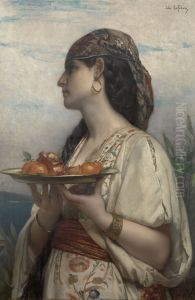 Female Slave with a Plate of Fruit by Jules Lefebvre