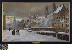 Meebrug in Brugge onder de sneeuw