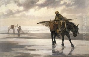 Shrimpers at Nieuwpoort by Jean Delvin