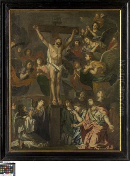 Christus aan het kruis omringd door engelen - view 1