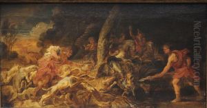 Jacht op het Calydonische everzwijn by (studio of) Rubens, Peter Paul