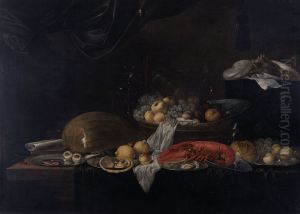 Still Life with Crustacea, Fruits and a Lute by Jan van den Hecke