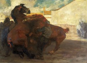 Horse Fight by Jean Delvin