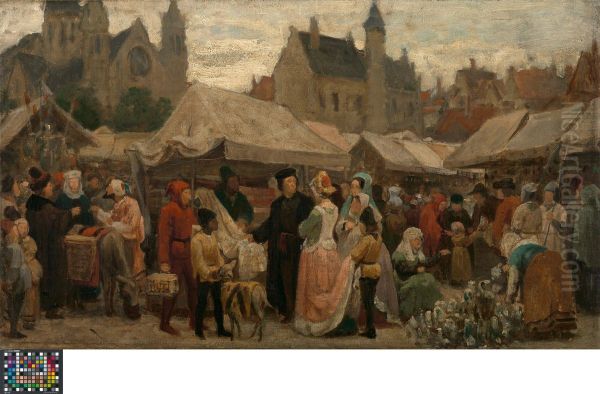 A Fair in Ghent in the Middle Ages (study) - view 1