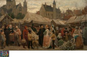 A Fair in Ghent in the Middle Ages (study) by Felix De Vigne