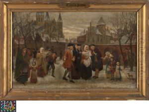 A Baptism in Flanders in the 18th Century (study) by Felix De Vigne