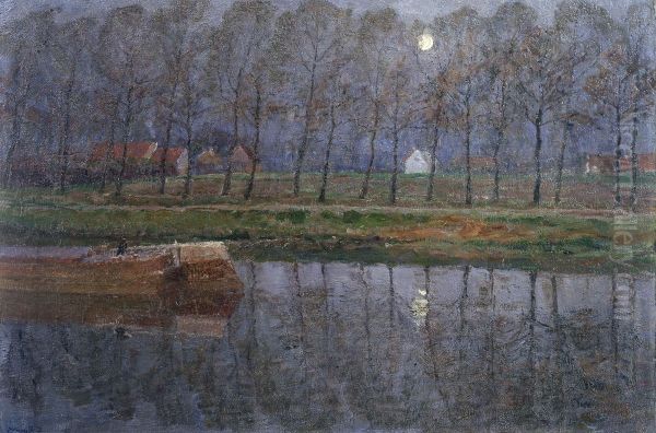 The Ghent-Terneuzen Canal by Moonlight in Spring - view 1