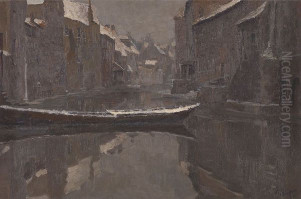 Old Canal at Ghent in Winter - view 1