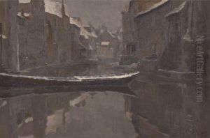 Old Canal at Ghent in Winter by Georges Buysse