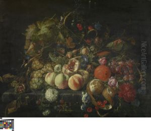Still Life with Flowers and Fruits by Cornelis De Heem