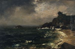 Coastal Cliffs in Stormy Weather by Jules Breton