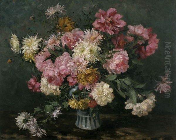 Chrysanthemums and Peonies - view 1