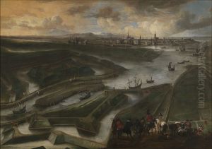 Gezicht op Oostende by Hendrik van Minderhout