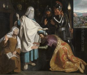 De heks van Endor roept Samuels geest op voor Saul by Gaspar De Crayer