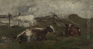 Cows in a Meadow by Charles-Francois Daubigny
