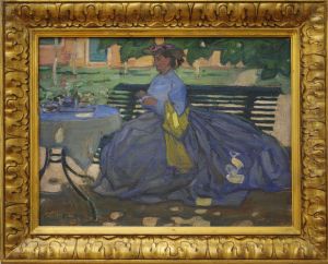 Zittende vrouw in een tuin Bernard Boutet de Monvel by Bernard Boutet De Monvel