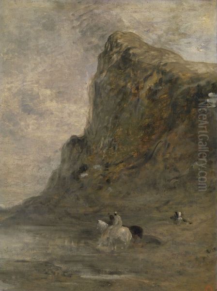 Horsemen at the Foot of the Chiffa Cliffs - view 1