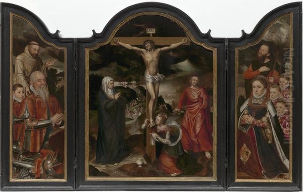 Christus aan het kruis met Maria, Johannes en Maria Magdalena - view 1