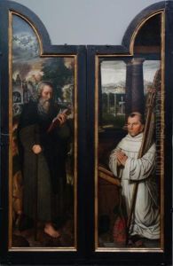 Wings of a triptych:Saint Anthony(right) andAbbot Antonius Wydoot(left) by Pieter Claeissens the Elder